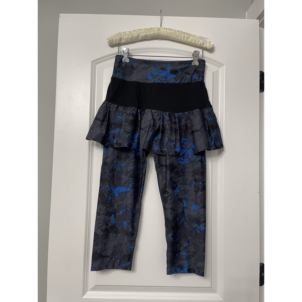 Anivivo Activewear Skort Leggings Medium Blue Black Abstract Print Capris - Picture 2 of 5